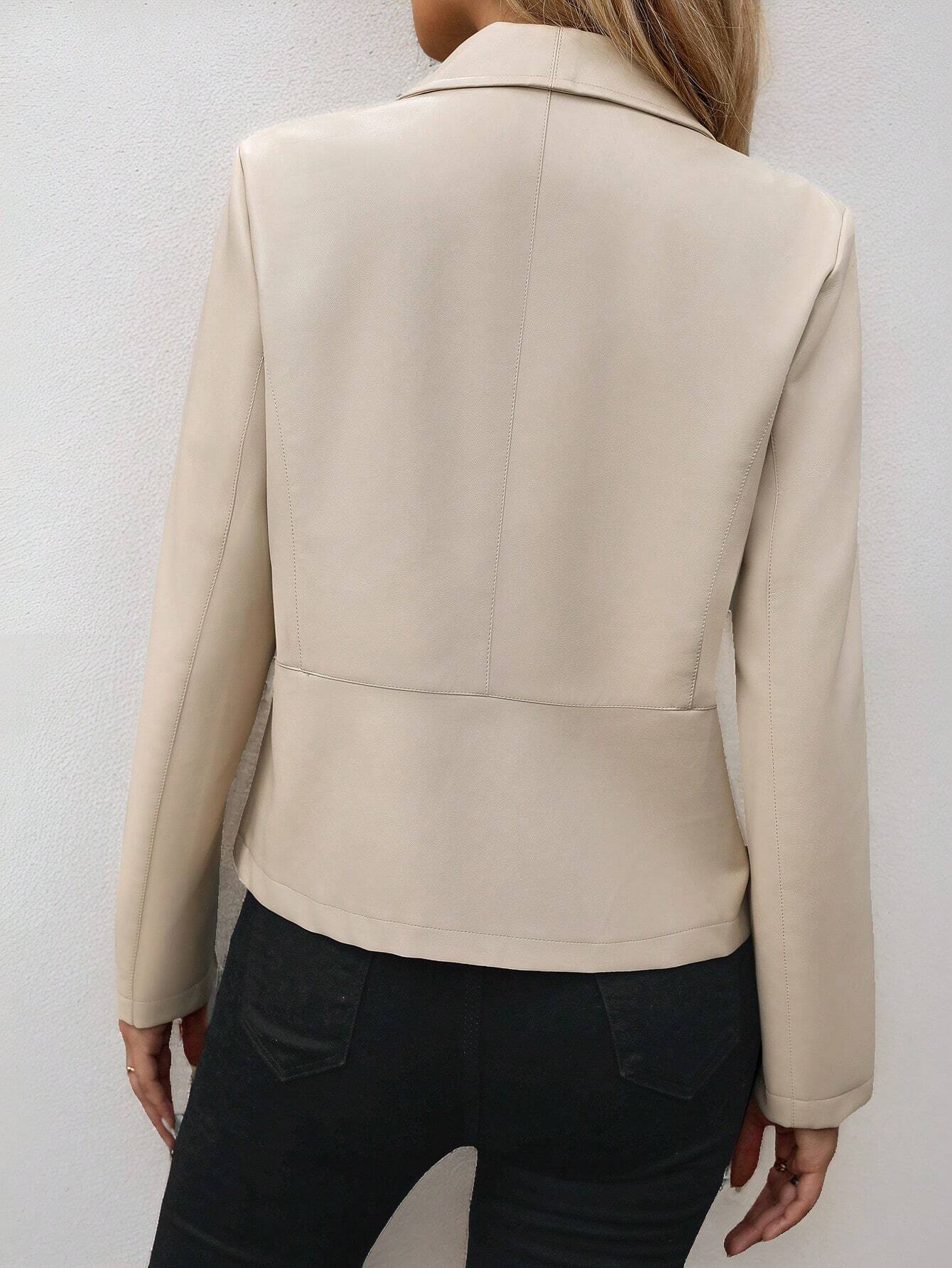 Beige Lederjacke